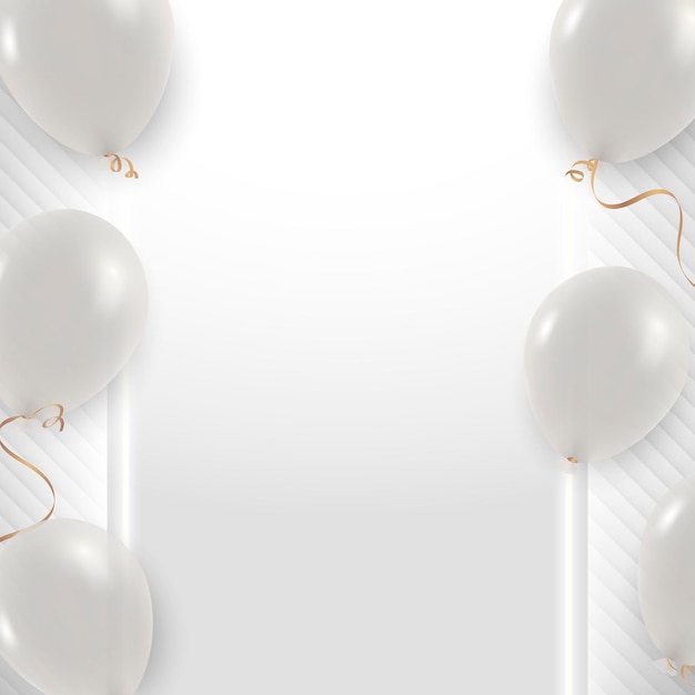 Marco de globos blancos en vector de diseño de fondo blanco y gris