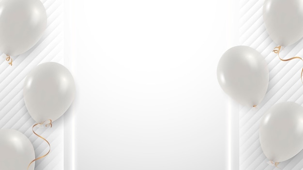 Marco de globos blancos en vector de diseño de fondo blanco y gris