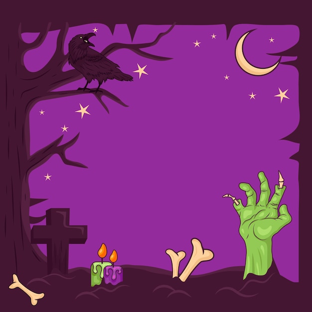 Vector gratuito marco de halloween dibujado a mano