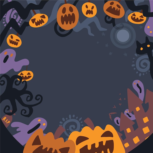 Vector gratuito marco de halloween dibujado