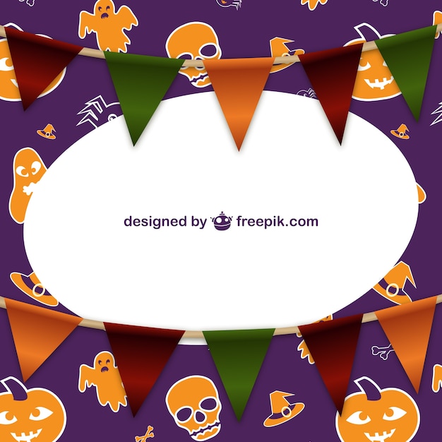 Vector gratuito marco de halloween con guirnaldas