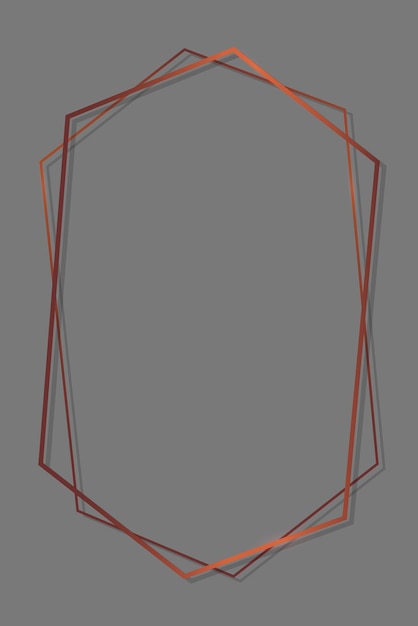 Marco hexagonal de bronce sobre plantilla de fondo gris