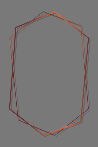 Vector gratuito marco hexagonal de bronce sobre plantilla de fondo gris