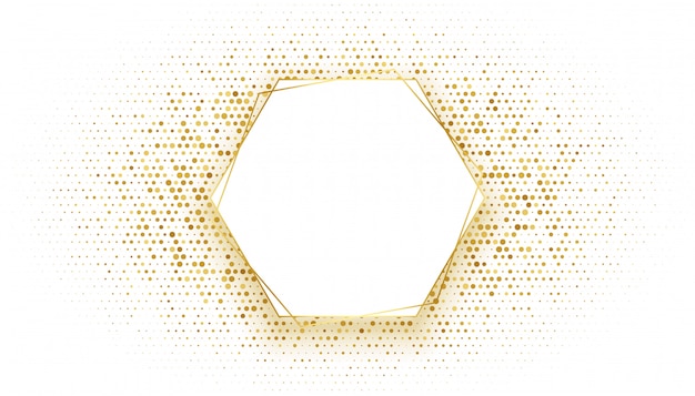 Marco hexagonal dorado con fondo de brillo