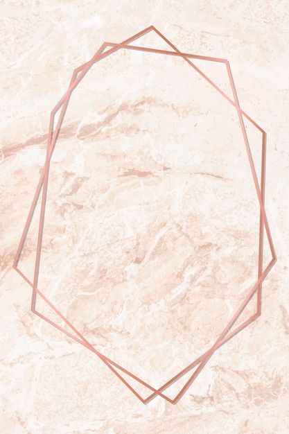 Marco hexagonal sobre fondo de mármol naranja