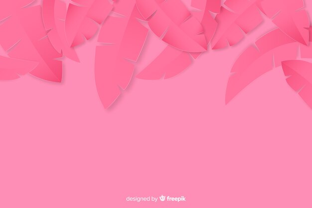 Marco de hojas de palma de papel tropical en rosa