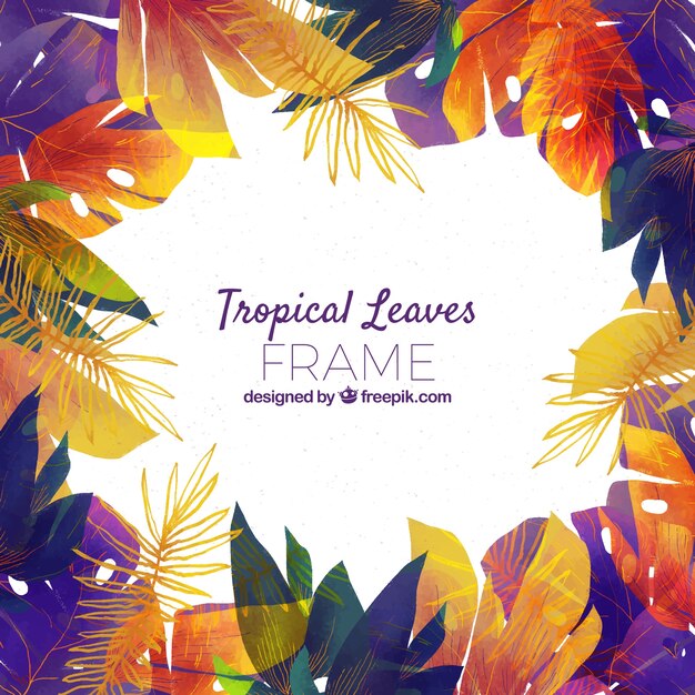 Marco de hojas tropicales coloridos