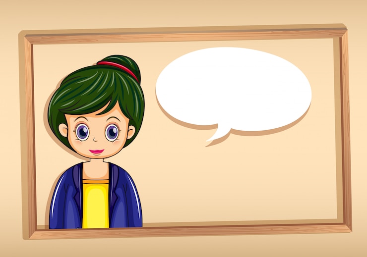 Vector gratuito un marco con una imagen de una niña con un rótulo vacío