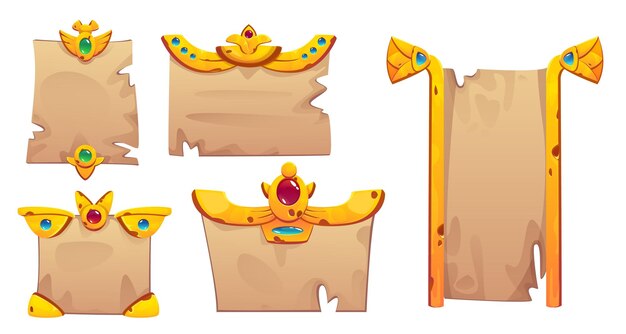 Marco de juego del antiguo Egipto ui elemento de papiro