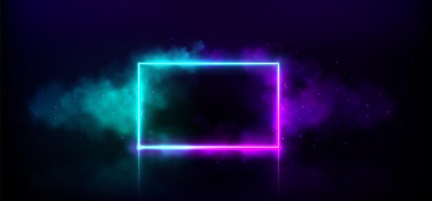 Marco de juego de luz de puerta rectángulo de neón con humo cuadrado mágico borde futurista con destello led para diseño de fiestas de club de música 3d abstract laser smokey room en púrpura y azul con forma cósmica