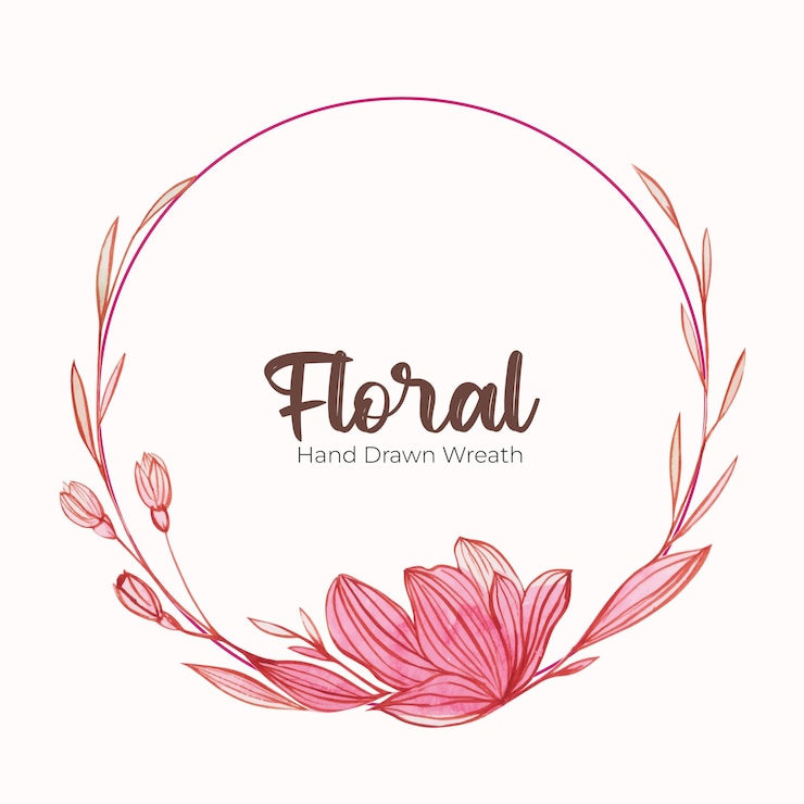 Vector gratuito marco de línea floral dibujado a mano acuarela