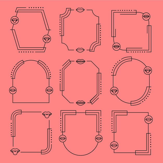 Marco lineal minimalista de diseño plano