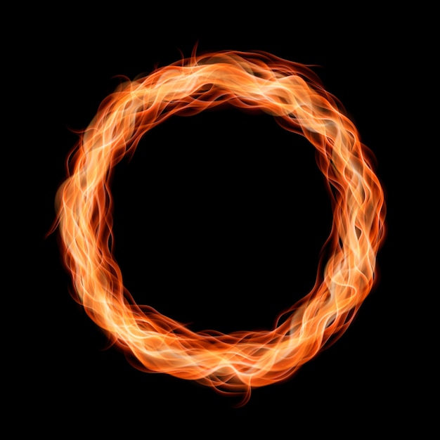 Marco de llama de fuego de luz redonda realista