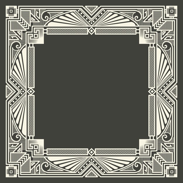 Marco de monograma floral y geométrico sobre fondo gris oscuro. Elemento de diseño de monograma.