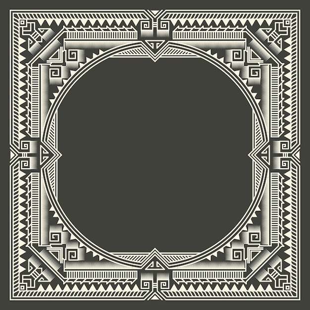 Vector gratuito marco de monograma floral y geométrico sobre fondo gris oscuro. elemento de diseño de monograma.