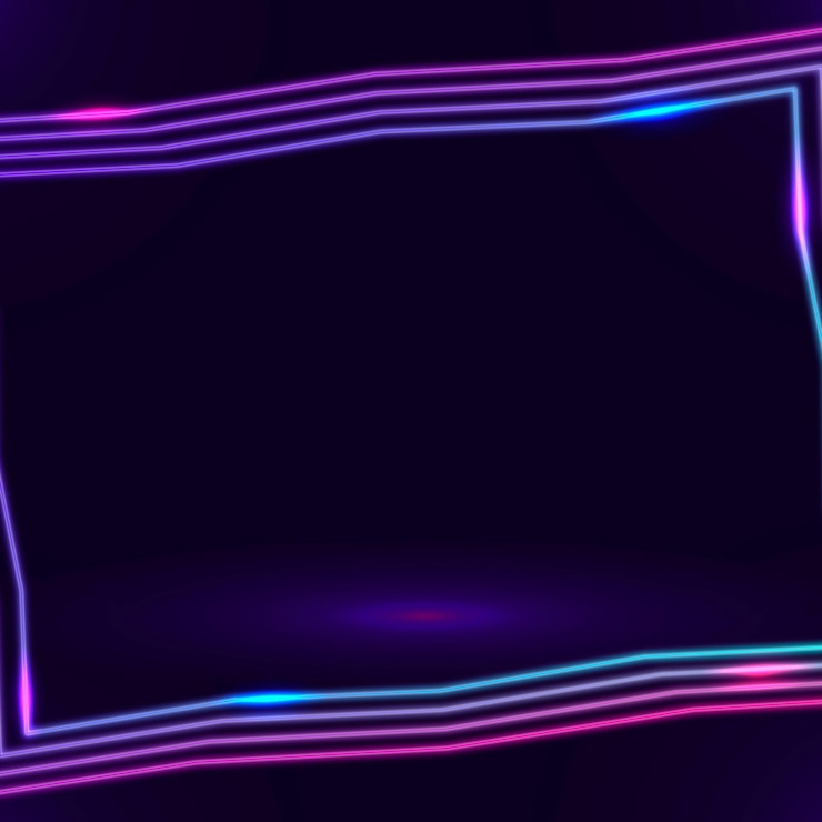 Vector gratuito marco de neón púrpura en un vector de fondo oscuro