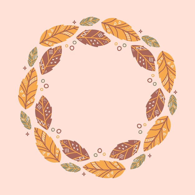 Marco ornamental boho con elementos decorativos.