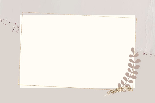 Marco de oro frondoso en vector de fondo beige