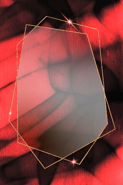 Marco de oro hexagonal sobre fondo abstracto