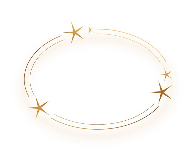 marco ovalado dorado con estrellas decorativo con espacio en blanco