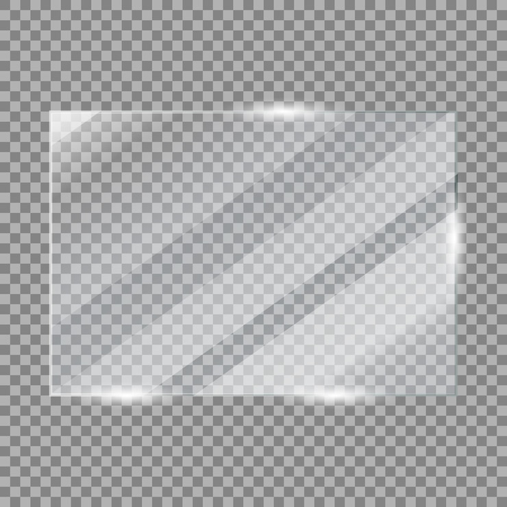 Marco de placa de vidrio Vidrio de ventana brillante con reflejos aislados en la superficie transparente