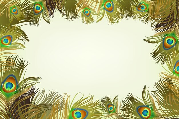Marco con plumas de pavo real.