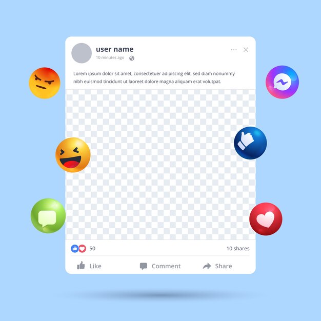Marco de publicación de facebook de redes sociales