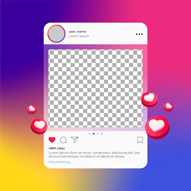 Marco de publicación de instagram de redes sociales
