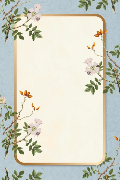 Marco de rectángulo floral dorado vector vintage elegante