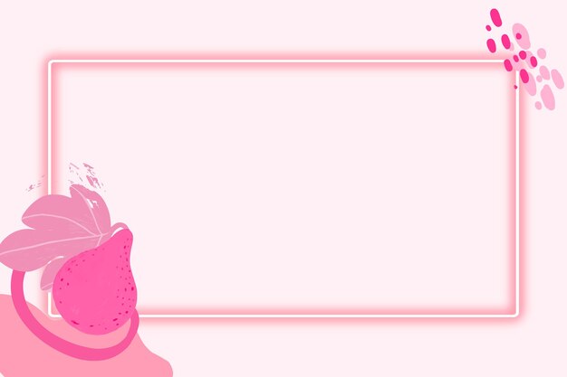 Marco de rectángulo tropical rosa neón en un vector de fondo rosa