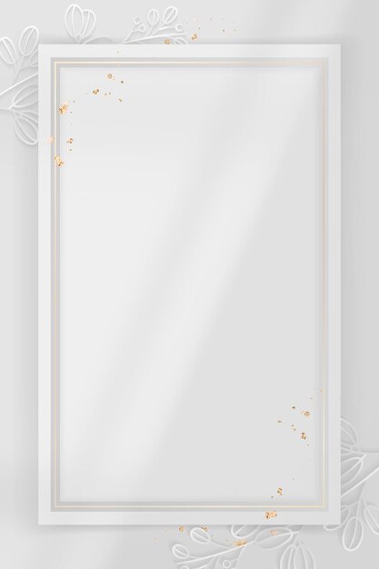 Marco de rectángulo en vector de fondo de patrón floral plateado