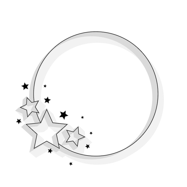 Vector gratuito marco redondo vacío simple con vector de decoración de estrellas kirakira