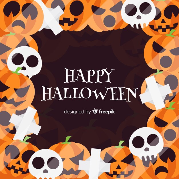 Marco terrorífico de halloween con diseño plano