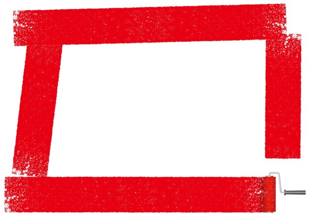 Marco de textura de grunge de rectángulo vectorial pintado con un rodillo de pintura aislado sobre un fondo blanco.
