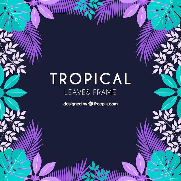 Marco tropical con hojas diferentes