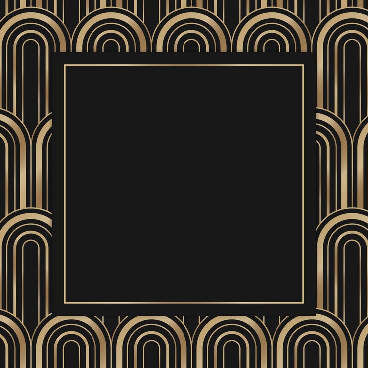 Vector gratuito marco de vector art deco con patrón geométrico sobre fondo oscuro