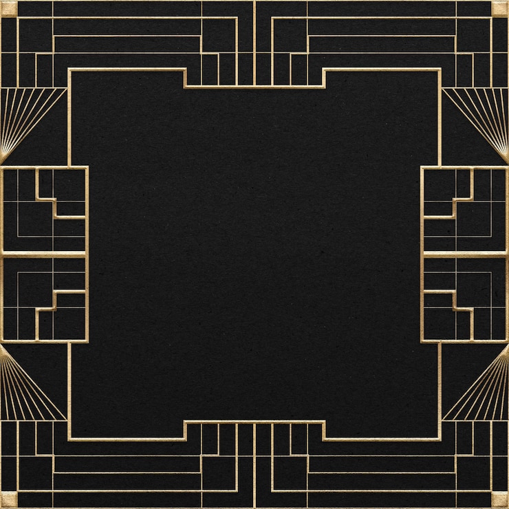 Vector gratuito marco vectorial art déco con patrón geométrico en fondo oscuro