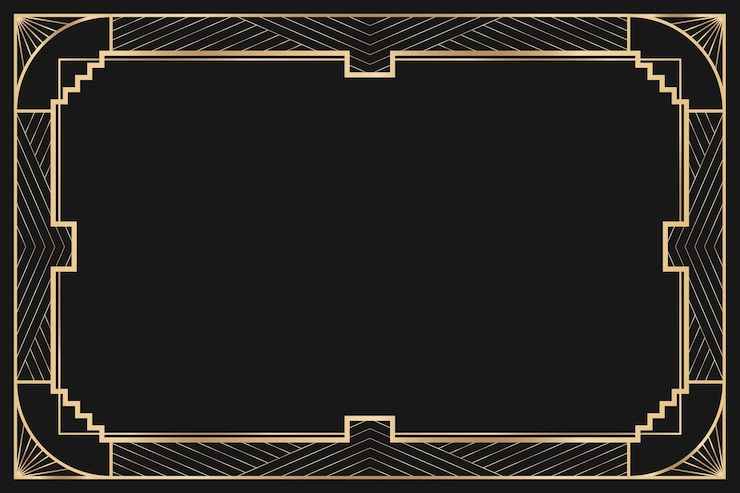 Vector gratuito marco vectorial art déco con patrón geométrico en fondo oscuro