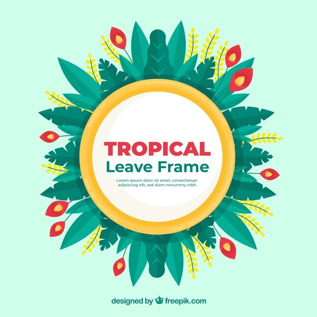 Marco veraniego de estilo plano con hojas tropicales