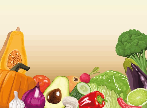 Marco de verduras frescas