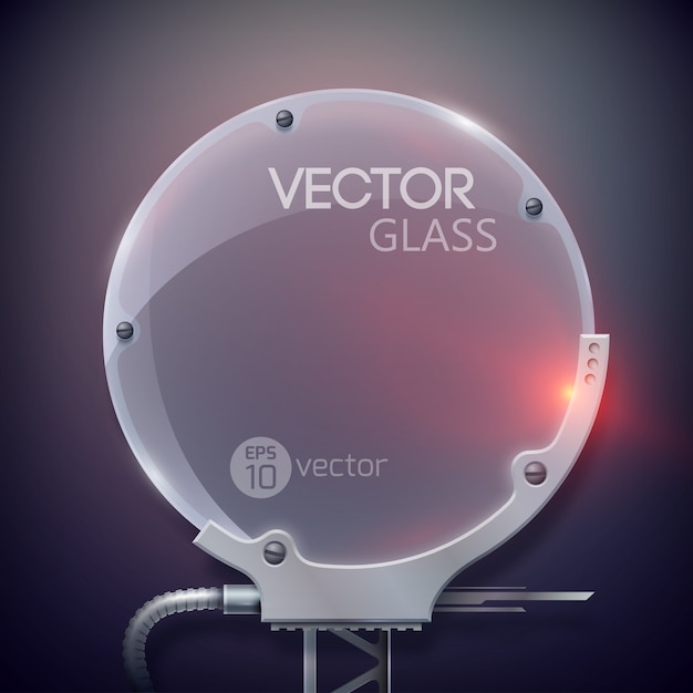 Vector gratuito marco de vidrio redondo realista con cables