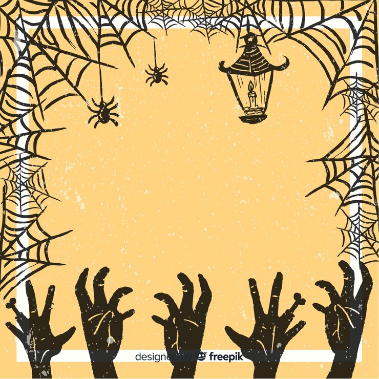Vector gratuito marco vintage de halloween con tela de araña