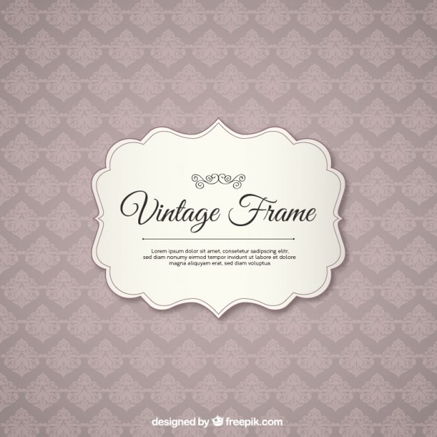 Vector gratuito marco vintage sobre fondo ornamental