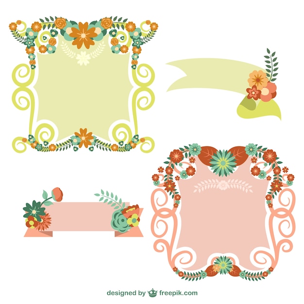 Vector gratuito marcos y banners florales