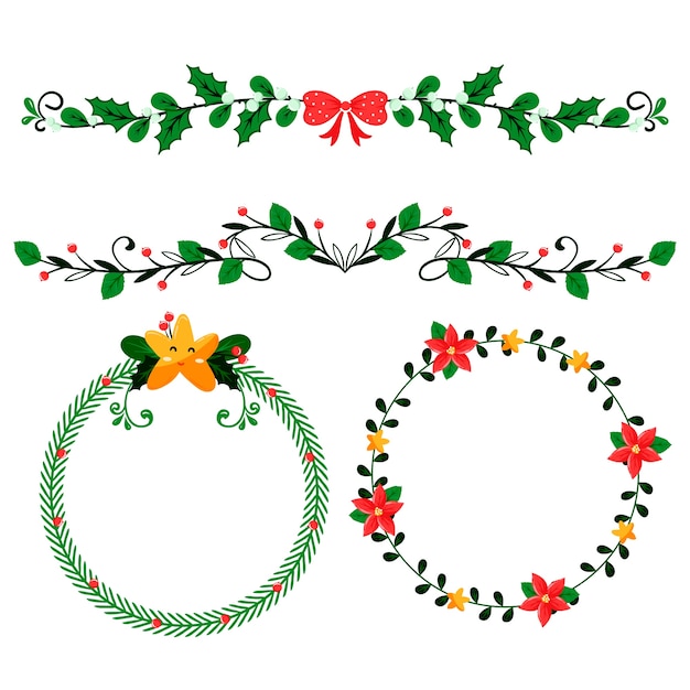 Marcos y bordes dibujados a mano de Navidad