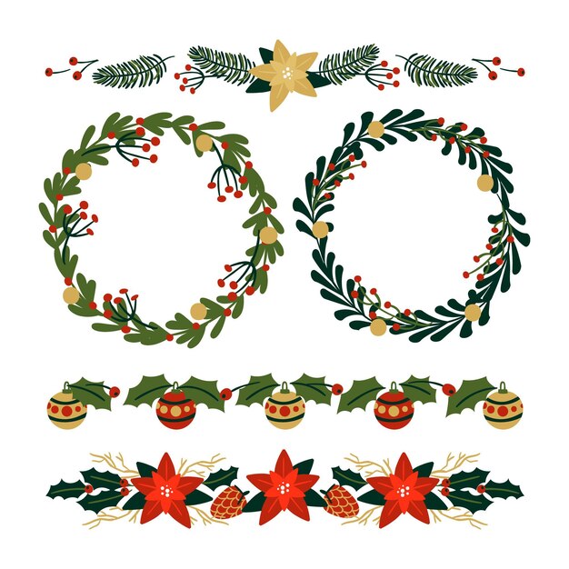 Marcos y bordes de navidad dibujados a mano
