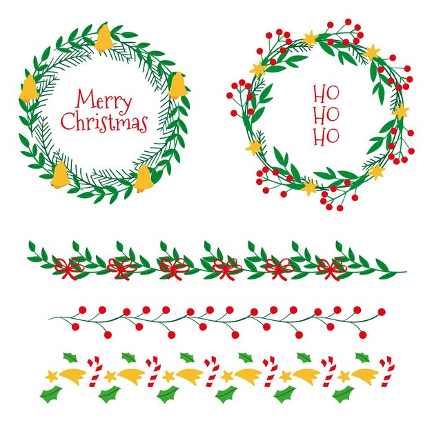 Marcos y bordes de navidad dibujados a mano
