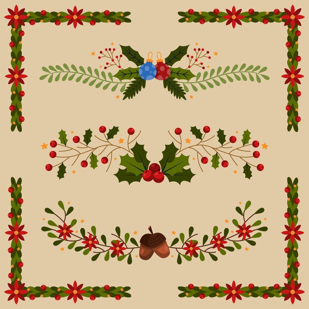 Marcos y bordes de navidad dibujados a mano