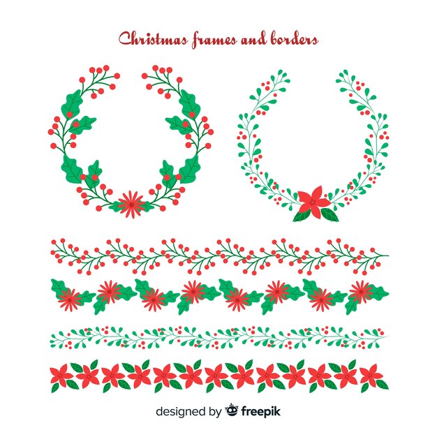 Marcos y bordes de navidad planos