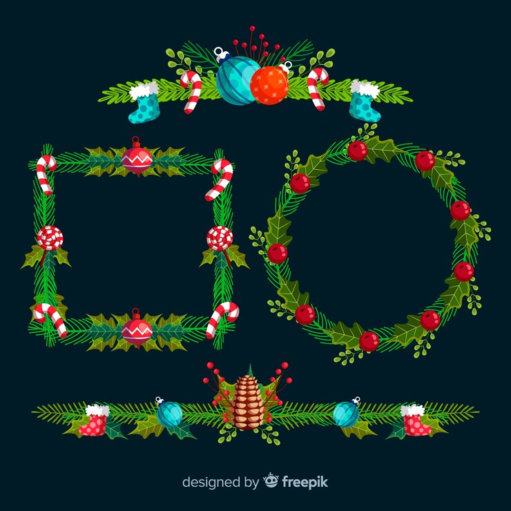 Vector gratuito marcos y bordes de navidad